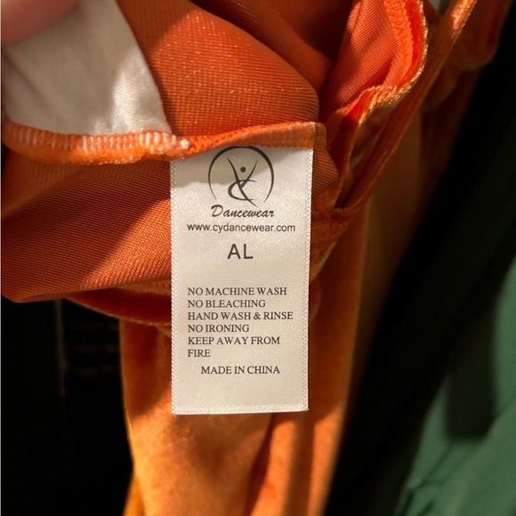 Orange Velvet Lyrical Dance Costume size large adult - Picture 5 of 7